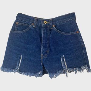 Vintage Brittania High-Waisted Jean Shorts Women's 5 Blue Medium Wash Raw-Hem